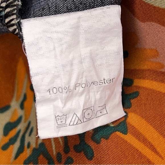 XL Colorful Floral Short Sleeve Blouse Black Orange Cuffed Sleeve Lightweight - Picture 13 of 13